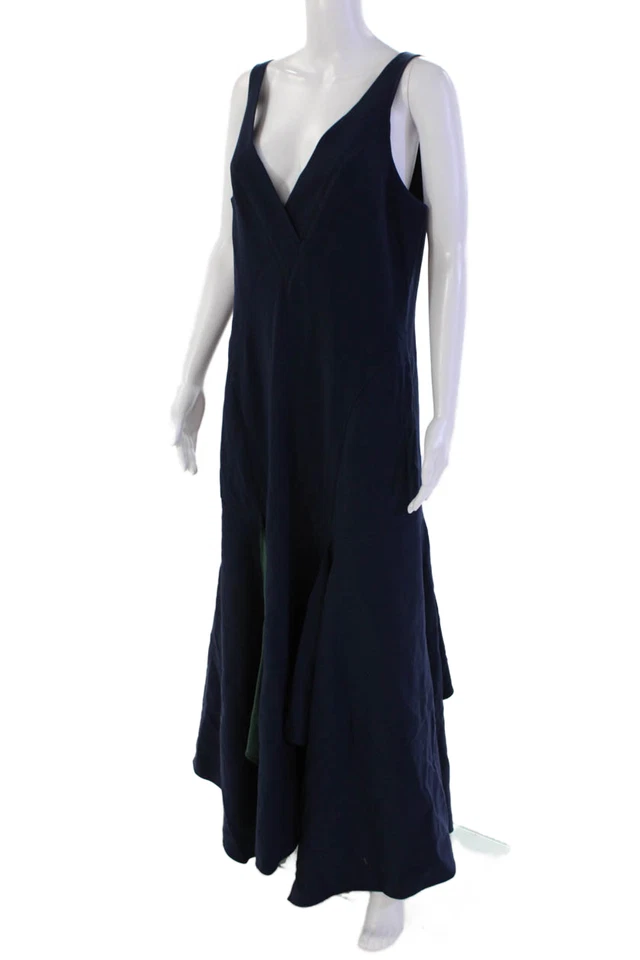 BCBG Max Azria Runway Womens V Neck A Line Lila Dress Navy Blue Size Large - Image 2 of 4