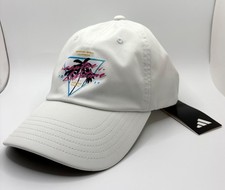 Adidas Women  s Golf Cap White Crisscross Ponytail Hat Newport Beach Graphics NWT