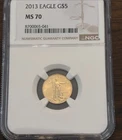 2013 $5 American Gold Eagle MS70 NGC 1/10 oz. Au G$5 US Mint Perfect Grade MS 70
