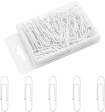100 Pcs White Paper Clips, 2 Inch 50mm Colorful Paperclips