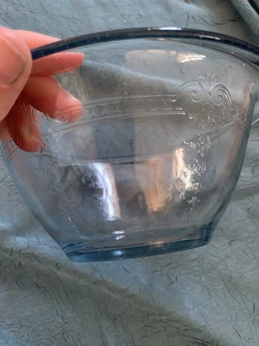 FIRE KING  Sapphire blue philbe embossed  mixing bowl Clear blue VINTAGE