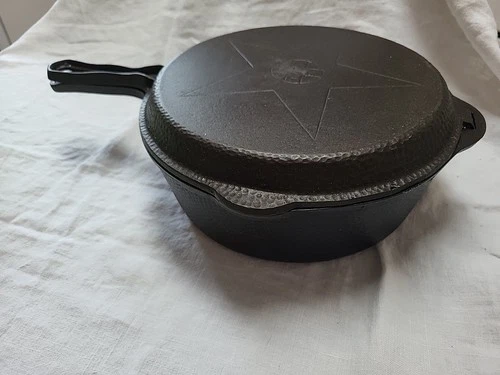 Vintage Lodge 4 In 1 Cast Iron 10" Skillet With Hinged Lid Hammered