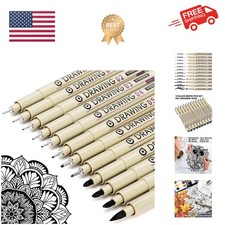 Muchcute Micro Fineliner Drawing Art Pens: 12 Black Fine Line Waterproof Ink ...