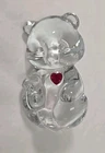 Fenton 3.5" Glass Teddy Bear Ruby Red Heart Paperweight USA Crystal Figurine