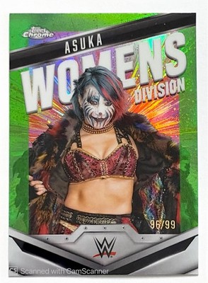 2025 Topps Chrome Green Refractor WWE #WD-ASU Asuka Women's Division /99