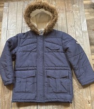 Rothschild Fur Hooded Boys Winter Outdoors Jacket Blue Sz Large Zipper Lined