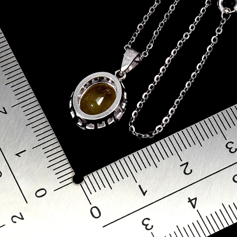 Collar de plata de ley 925 zafiro amarillo ovalado 10x8 mm zafiro piedras preciosas 18 pulgadas Foto 3 de 4