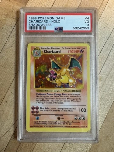 1999 shadowless charizard Psa 3
