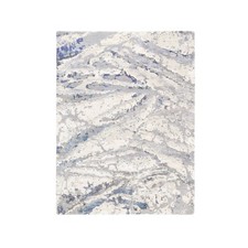 4'1"x5'9" Ivory Wool and Silk Hand Knotted Abstract Design Oriental Rug R62429
