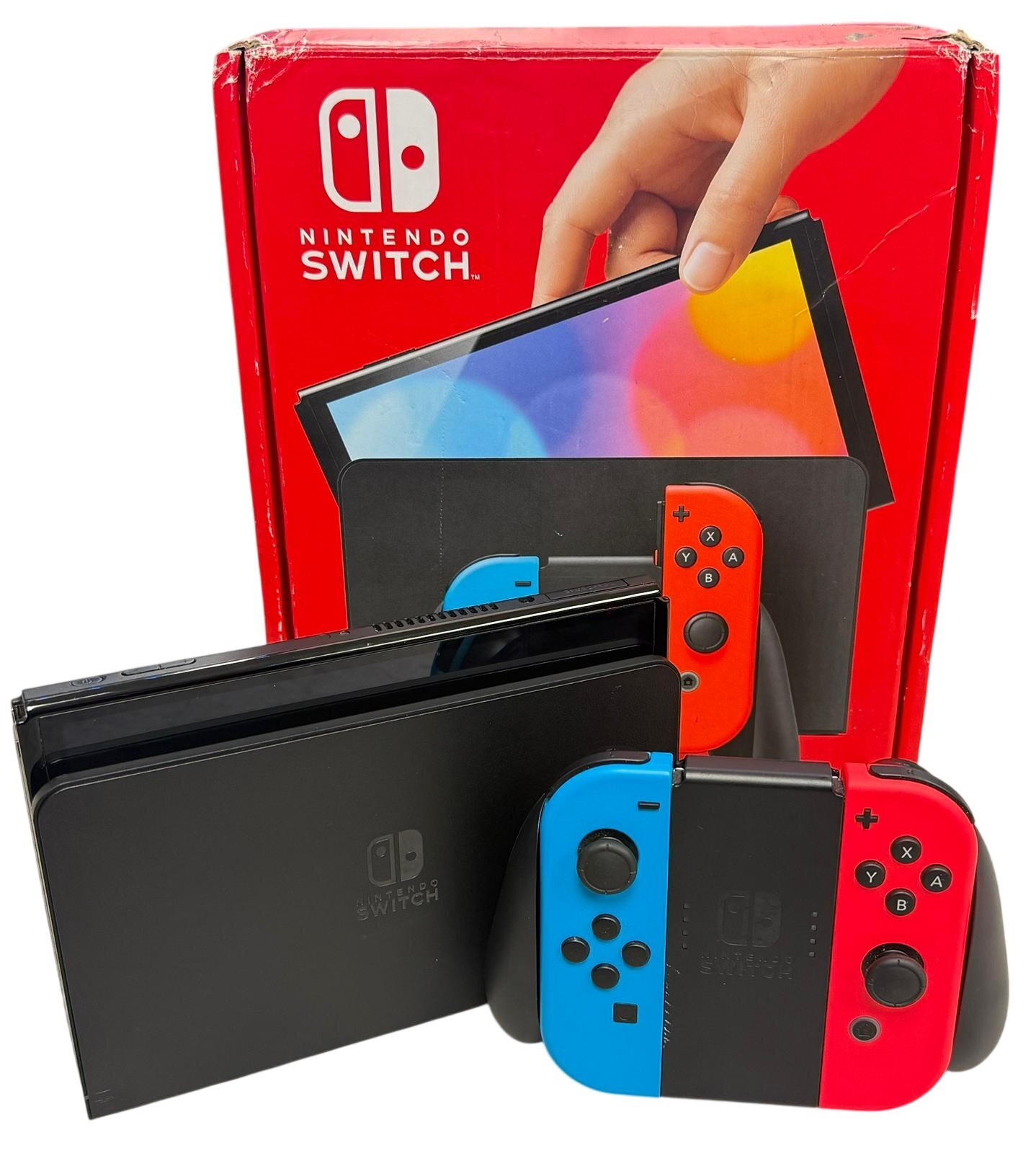 Nintendo Switch OLED Model HEG-001 Handheld Console - 64GB - Black/Neon Red/Neon
