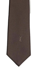 YSL Yves Saint Laurent Tie Paris New York Brown - Men Size 56 inch Length