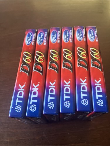 TDK D60 Cassette Nastri IEC1/Tipo 1 Posizione Normale Audio 6 Nastri Sigillati NUOVO - Foto 2 di 4