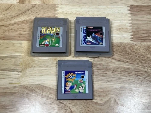 Nintendo Gameboy Lot Of 3 Games Tennis, Nemesis, Soccer Mania w/ 2 Cases