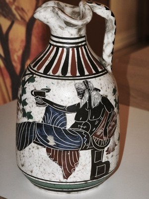 Schöner Weinkrug Aus Griechenland/Oinochoe Kunstkeramik Handmade