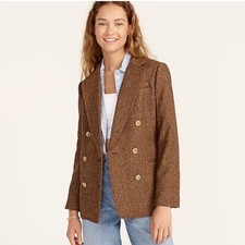 J. Crew Bristol Blazer in Hazelnut Tweed English Wool Herringbone size 6