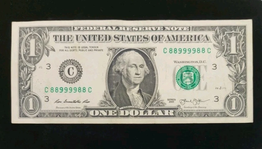 UNIQUE Serial Number $1 Binary Radar Repeat Quad Doubles 2013 Series Circulated. - Image 2 of 4