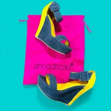 Clubwear Rave Festival Yellow Gray Platform 90s Y2K Retro Shoedazzle Gwen 9