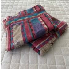Vintage Fieldcrest Bath Towels Set of 2 Retro 80s Colorful Geometric Cotton