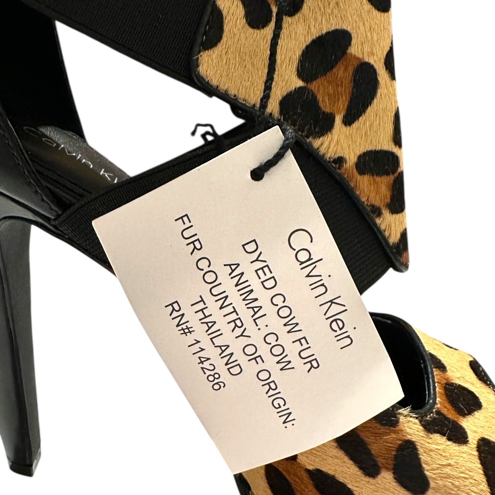 Calvin Klein Sonia Calf Hair Leopard Print Platform Heel Shoes Size 7M thumbnail 3