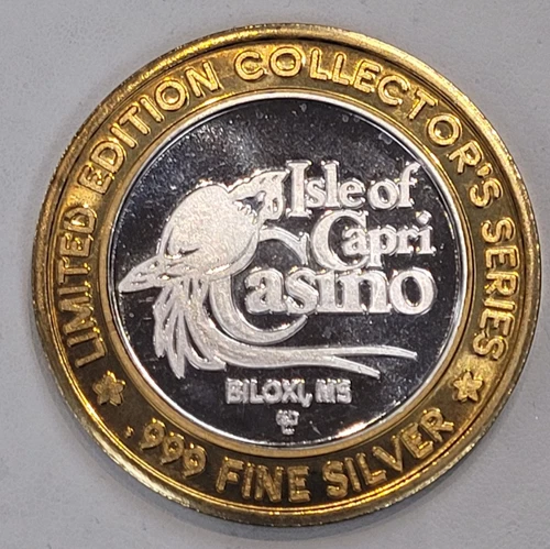 Isle of Capri Biloxi MS Casino $10 Gaming Token .999 Fine Silver Strike MS First