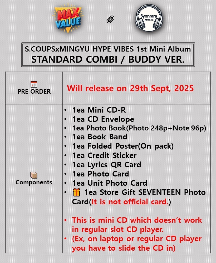 S.COUPS X MINGYU HYPE VIBES 1st Mini Album Mini CD+Photo Book+