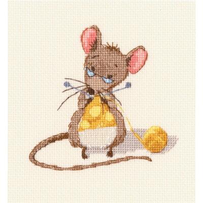 RTO Kreuzstichset ''Käse stricken'' M800, Zählmuster, 10x10 cm