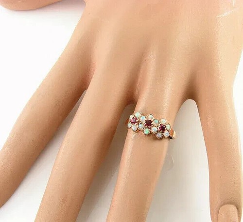 Women's Cocktail Daisy Ring 2Ct Round Cut Simulated Opal 14K Yellow Gold Plated - Picture 3 of 6