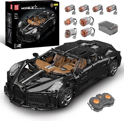 Mould King 13163 Remote Control Black Bugatti Technic Super Car Model Brick Kit