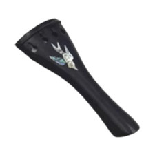 Nice Carved ebony wood violin tailpiece 4/4 full size. Inlay animal 11