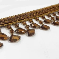 Bronze/Brown Design Fan-Shaped 2.25" Drop Bead Model 26 Trim (BDD) Per Yard