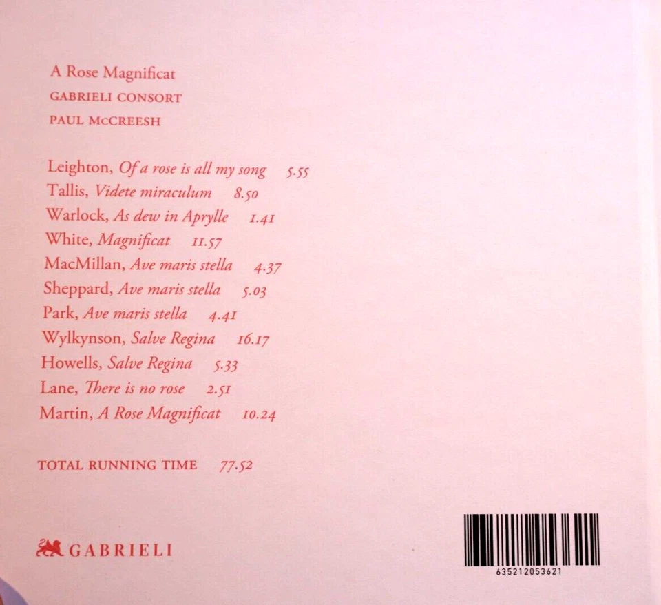 A Rose Magnificat - Gabrieli Consort - CD, VG - Image 2 of 2
