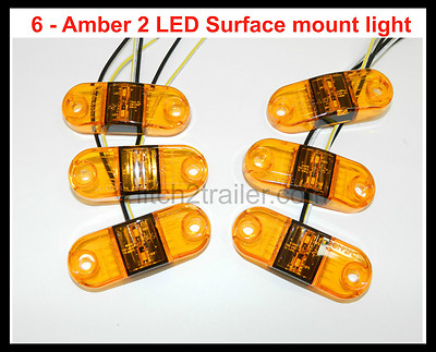 (6) TecNiq AMBER 2 LED Clearance Marker Light Camper /Trailer Truck USA