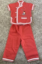 Vintage Asian Chinese 2pc Outfit Designs Traditional Kids Toddler Size 2