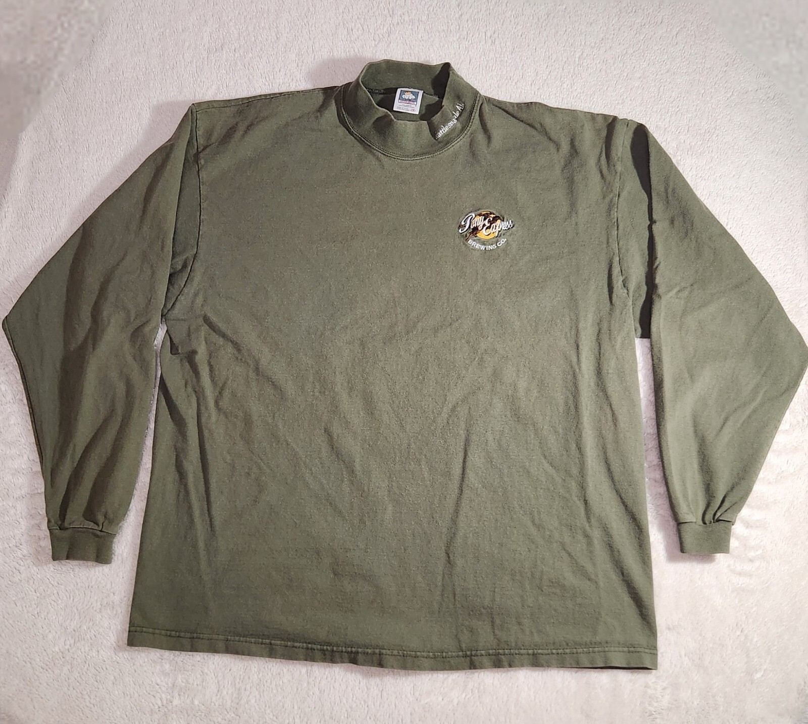 Camicia vintage Pony Express Brewing Co Kansas manica lunga girocollo serpente a sonagli