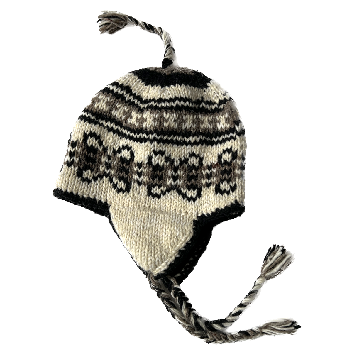 Nepal Wool Trapper HAT Tassels Nordic Knit Pattern Winter Ear