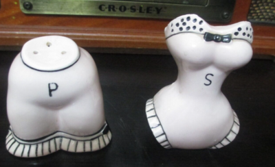 Vtg GNCO Japan Salt and Pepper Shakers Women's Corset and Girdle