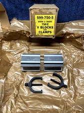 Machinist Tool: Brown & Sharpe High Precision V Blocks and Clamps 599-750-5 NOS