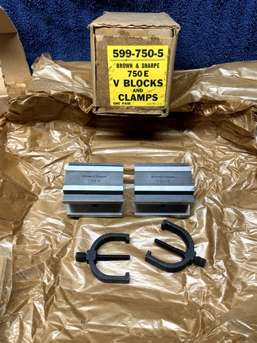 Machinist Tool: Brown & Sharpe High Precision V Blocks and Clamps 599-750-5 NOS