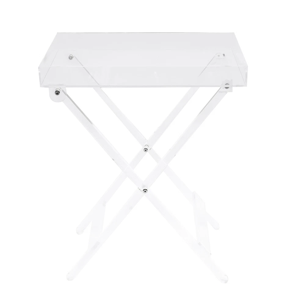 Foldable Table Acrylic Transparent Table Sofa Snack Coffee Laptop End Side Table - Image 3 of 4