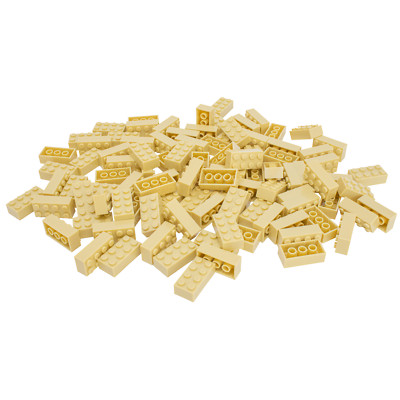 Minizfigs 2x4 Classic Building Bricks 100 PCS Creative Toy Set (Tan) 3001