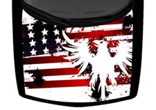 Grunge American Flag Eagle Hood Truck Wrap Vinyl Car Graphic Decal Red Black