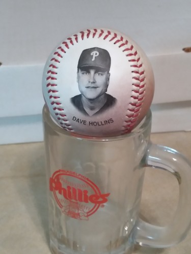 1980's Philadelphia Phillies Glass Mug & 1994 Burger King Len Dykstra Fotoball - Picture 3 of 4