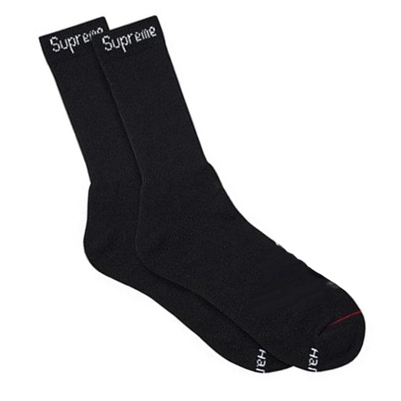 Chaussettes d'équipage Supreme x Hanes noires