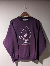 Vintage 90s Whatever! Decotex Comic Funny Humor Purple Large Sweatshirt