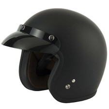 VCAN V541 Slim Retro Style Open Face Motorcycle Motorbike Helmet - Matt Black