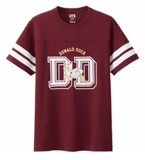 Uniqlo Men's Disney Collection Donald Duck Football T Shirt Wine Medium