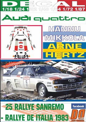 DECAL AUDI QUATTRO A2 STIG BLOMQVIST R.NEW ZEALAND 1984 WINNER (02