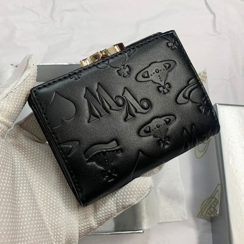 Vivienne Westwood Tri-fold Wallet Black Enamel Orb Outlet