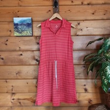 T By Talbots Slub Knit Drawstring Striped Pink Dress Sleeveless Sz Small Petite