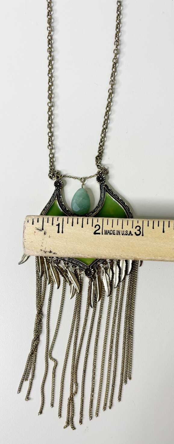 Green Stone Serpentine Large Statement Necklace -… - image 5